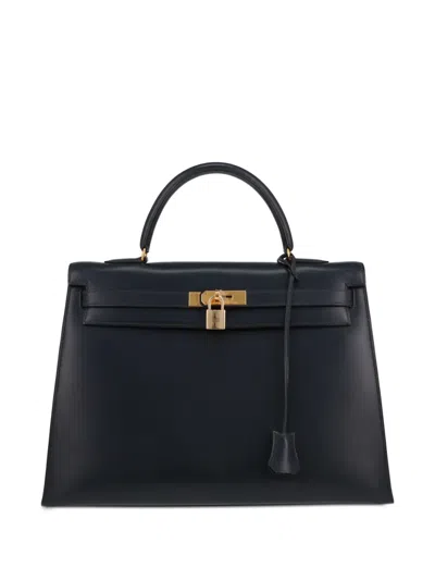 Pre-owned Hermes  Kelly 35 Handbag In Blue