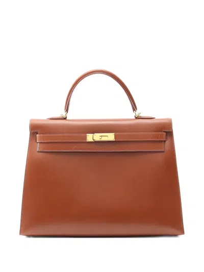 Pre-owned Hermes Kelly 35 Two-way Handbag In Brown