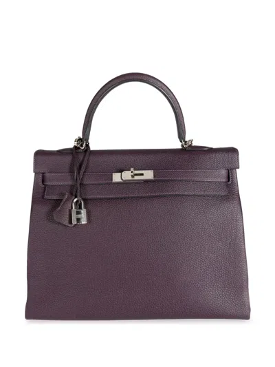 Pre-owned Hermes  Kelly 35 Two-way Handbag In Purple