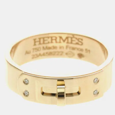 Pre-owned Hermes Kelly 4-piece Diamond Ring 18k Pink Gold Fashion Diamond Band Ring Eu 51