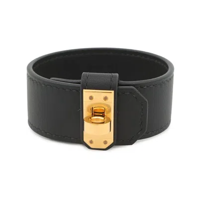 Pre-owned Hermes Kelly Black Swift Leather Charm Bracelet ()