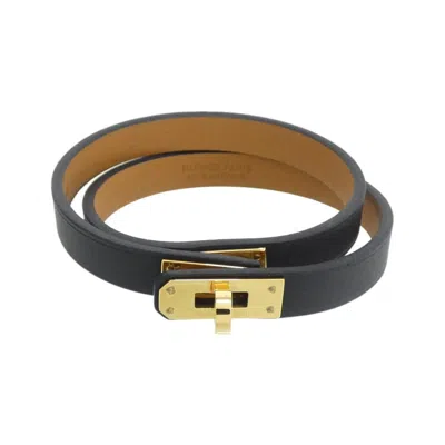 Pre-owned Hermes Kelly Black Swift Leather Charm Bracelet ()