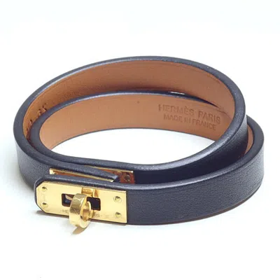 Pre-owned Hermes Kelly Black Swift Leather Charm Bracelet ()
