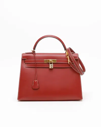 Pre-owned Hermes Hermès Kelly Box 32 Sellier Bag In Red