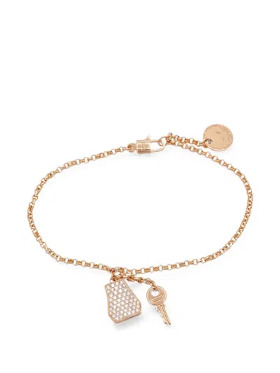 Pre-owned Hermes Kelly Cadenas Diamond Bracelet In Pink