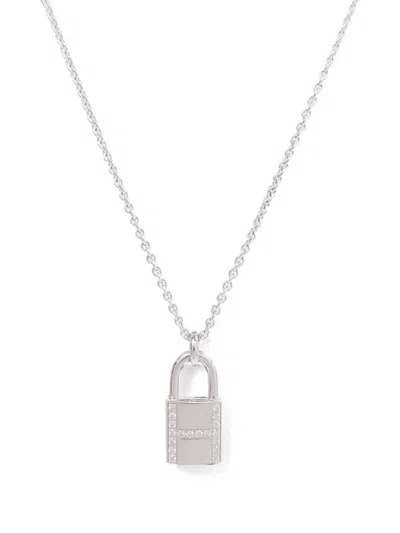 Pre-owned Hermes Kelly Cadenas Diamond Necklace In Silver