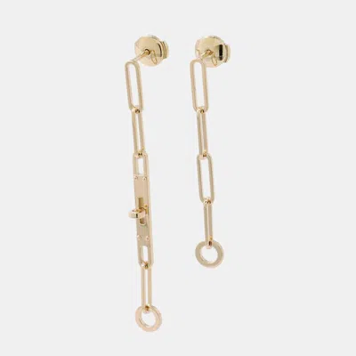 Pre-owned Hermes Kelly Chaine Earrings 18k Yellow Gold