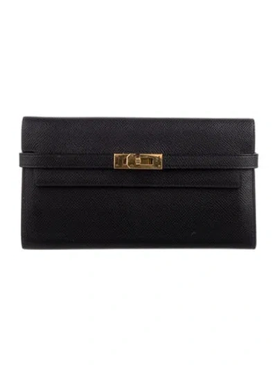 Pre-owned Hermes Kelly Classic Wallet In Black