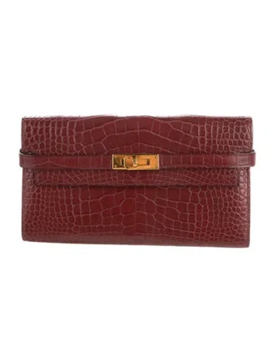 Pre-owned Hermes Kelly Classic Wallet In Burgundy