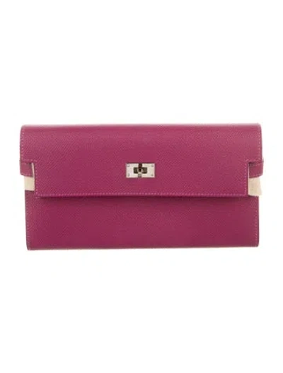 Pre-owned Hermes Kelly Classic Wallet In Pink