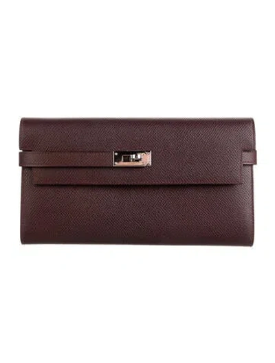 Pre-owned Hermes Kelly Classic Wallet In Red