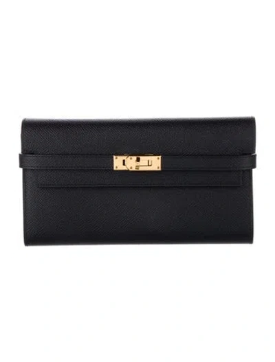 Pre-owned Hermes Kelly Classique Wallet In Black