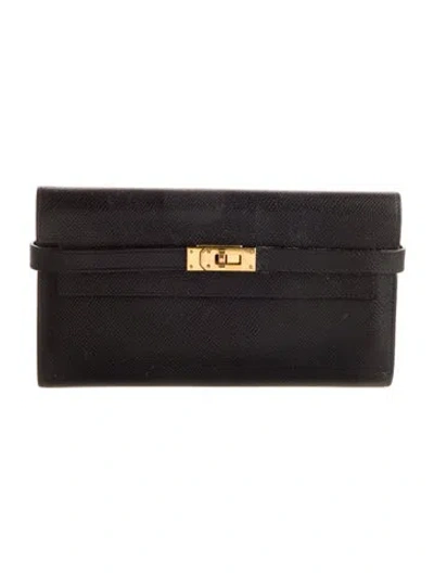Pre-owned Hermes Kelly Classique Wallet In Black