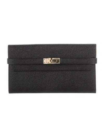 Pre-owned Hermes Kelly Classique Wallet In Black