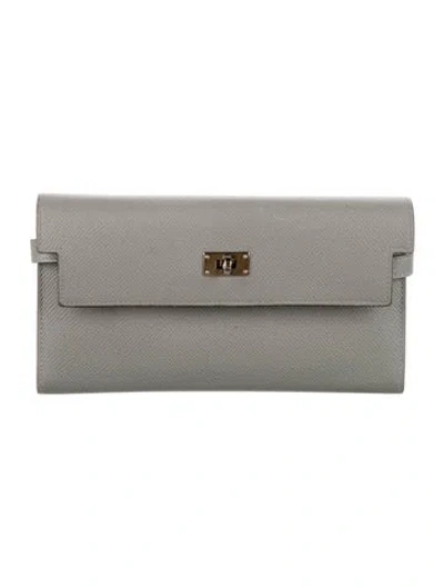 Pre-owned Hermes Kelly Classique Wallet In Grey