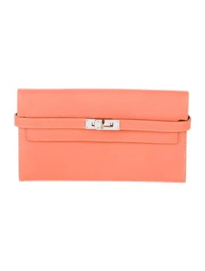 Pre-owned Hermes Kelly Classique Wallet In Orange