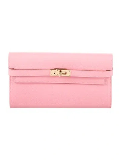 Pre-owned Hermes Kelly Classique Wallet In Pink