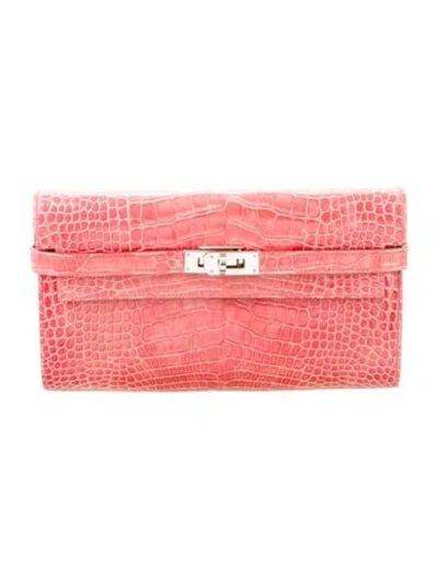 Pre-owned Hermes Kelly Classique Wallet In Pink