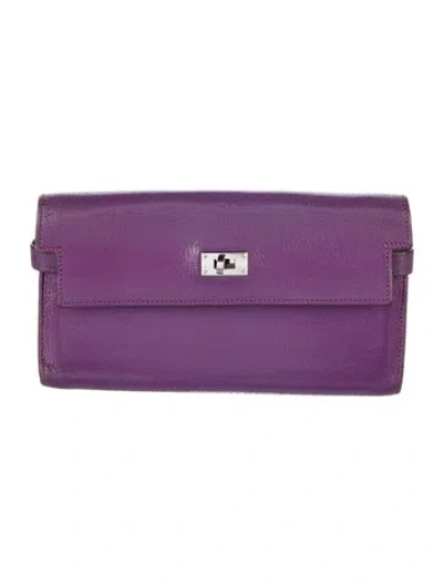 Pre-owned Hermes Kelly Classique Wallet In Purple