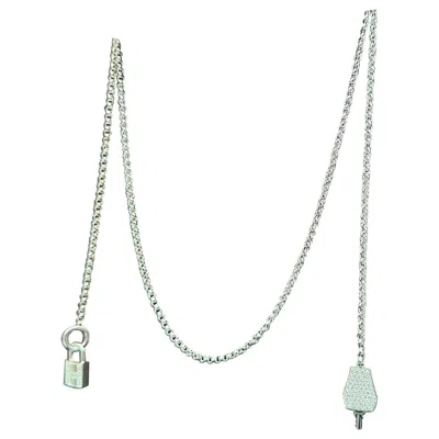 Pre-owned Hermes Hermès Kelly Clochette Diamond Long Necklace In 18k White Gold