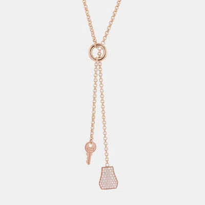 Pre-owned Hermes Kelly Clochette Necklace Size Pm 18k Pink Gold
