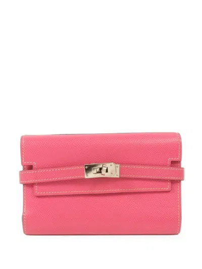 Pre-owned Hermes Kelly Compact Wallet In Pink