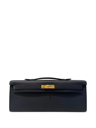 Pre-owned Hermes Kelly Cut Clutch Bag In Blue