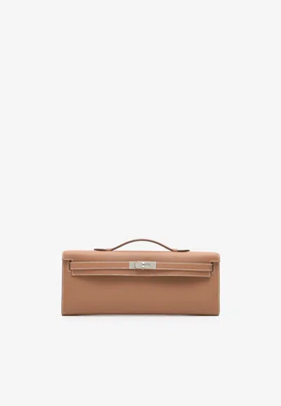 Hermes Kelly Cut In Gold Swift Leather With Palladium Hardware In Brown