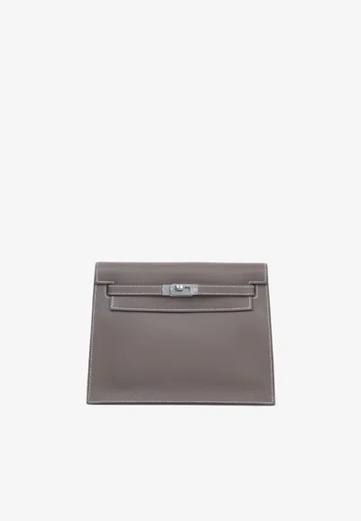 Hermes Kelly Danse In Etoupe And New White Evercolor With Palladium Hardware