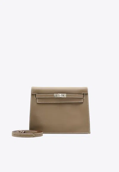 Hermes Kelly Danse In Etoupe Evercolor Leather With Palladium Hardware