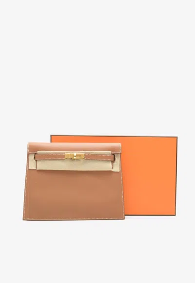 Hermes Kelly Danse In Gold Evercolor Leather With Gold Hardware In Orange