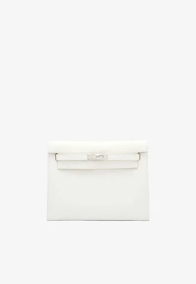 Hermes Kelly Danse In Gris Pale Swift Leather With Palladium Hardware In White