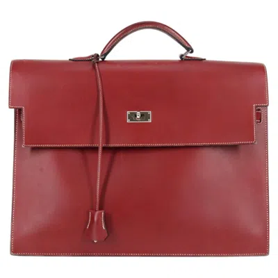 Pre-owned Hermes Hermès Kelly Depeche 38 Red Leather Briefcase Bag ()