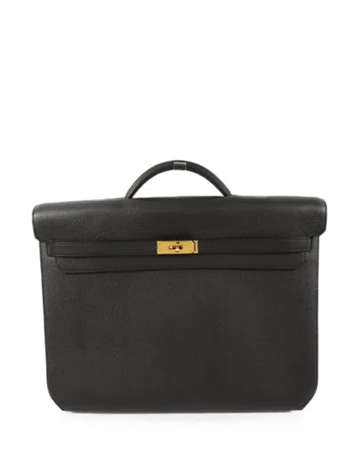 Pre-owned Hermes Kelly Depeches Laptop Bag In Black