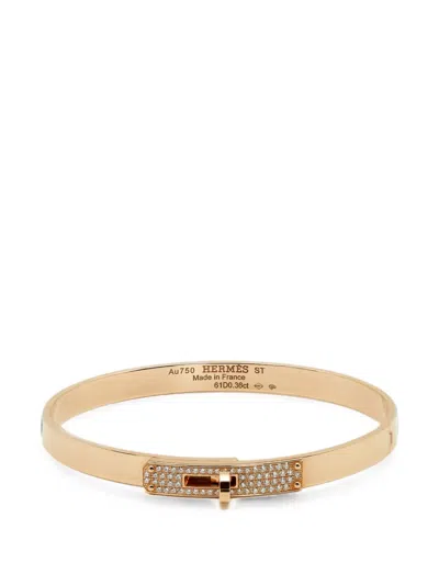 Pre-owned Hermes Kelly Diamond Bangle Bracelet In Pink