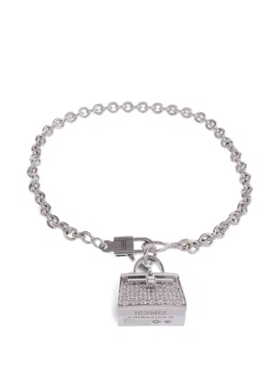 Pre-owned Hermes Kelly Diamond Bracelet In Silver