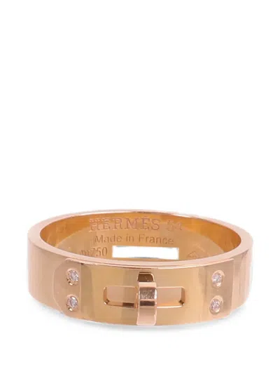 Pre-owned Hermes Kelly Diamond Ring In Pink