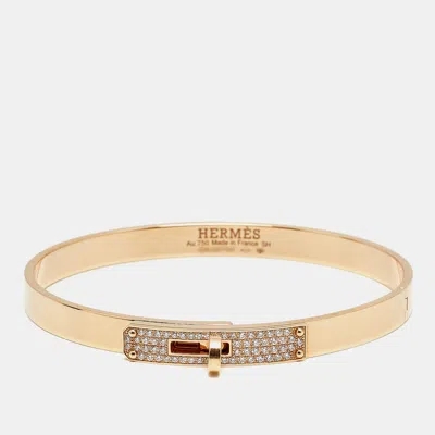 Pre-owned Hermes Kelly Diamonds 18k Rose Gold Small Bracelet