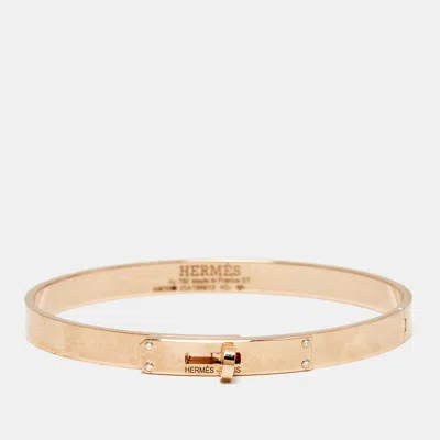 Pre-owned Hermes Kelly Diamonds 18k Rose Gold Small Model Bracelet