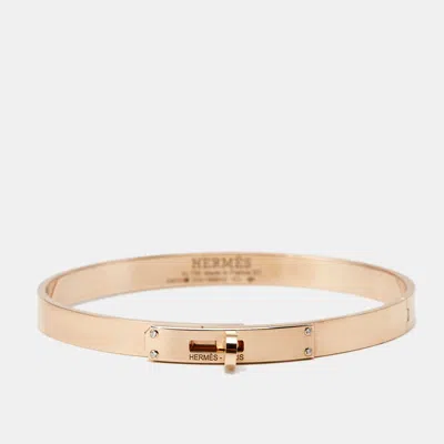 Pre-owned Hermes Hermès Kelly Diamonds 18k Rose Gold Small Model Bracelet St