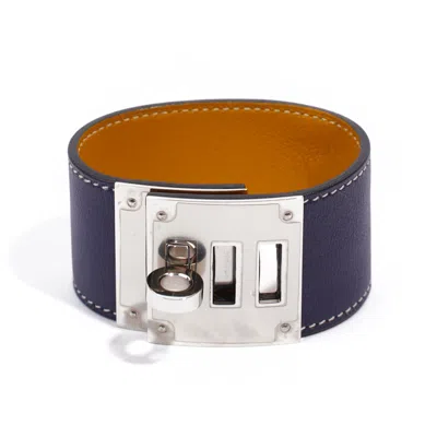 Pre-owned Hermes Kelly Dog Bracelet / Leather In Blue