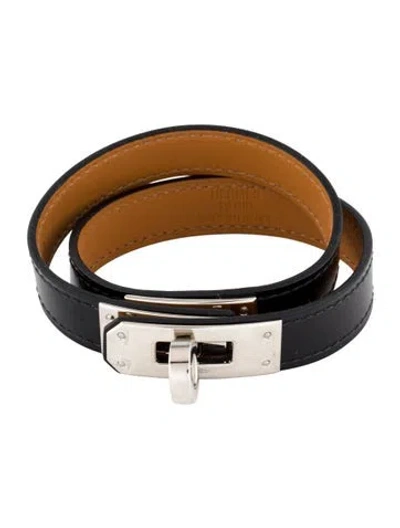 Pre-owned Hermes Kelly Dog Double Tour Bracelet, 6" In Black