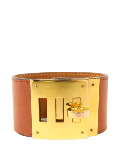 Pre-owned Hermes Kelly Dog Leather Bracelet In Gold