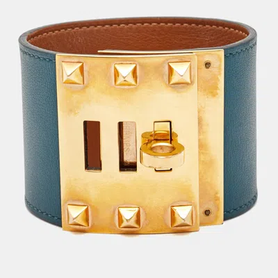 Pre-owned Hermes Hermès Kelly Dog Leather Gold Plated Bracelet