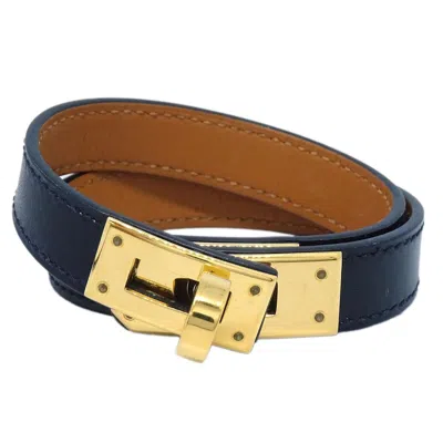 Pre-owned Hermes Kelly Double Tour Bracelet Leather Black Leather Bracelet Jewelry ()