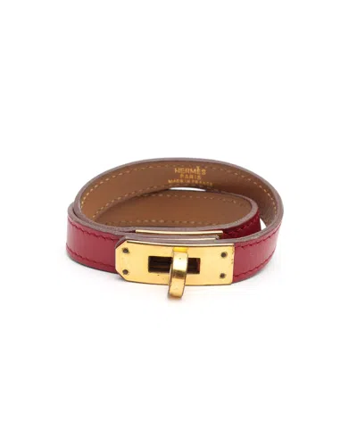 Pre-owned Hermes Hermès Kelly Double Tour Bracelet In Red