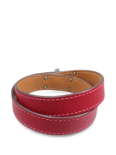 Pre-owned Hermes Kelly Double Tour Bracelet In Red