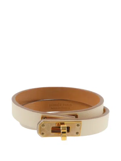 Pre-owned Hermes Kelly Double Tour Bracelet In White