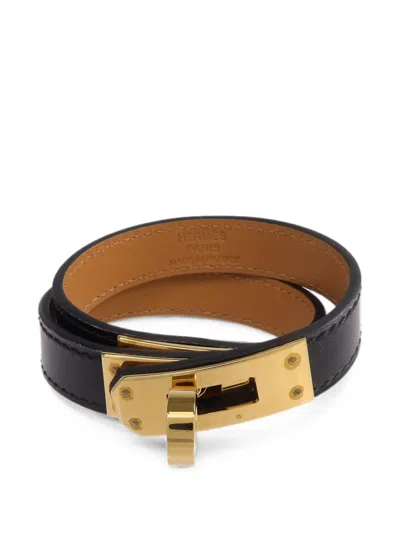 Pre-owned Hermes Kelly Double Tour Calfskin Bracelet In Gold