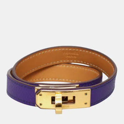 Pre-owned Hermes Kelly Double Tour Purple Epsom Gold Bracelet